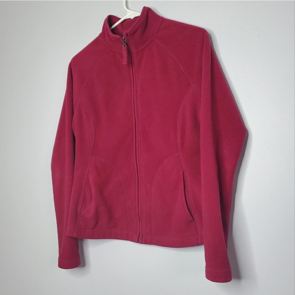 Merona XS Maroon Fleece Zip Up Sweater Fitted